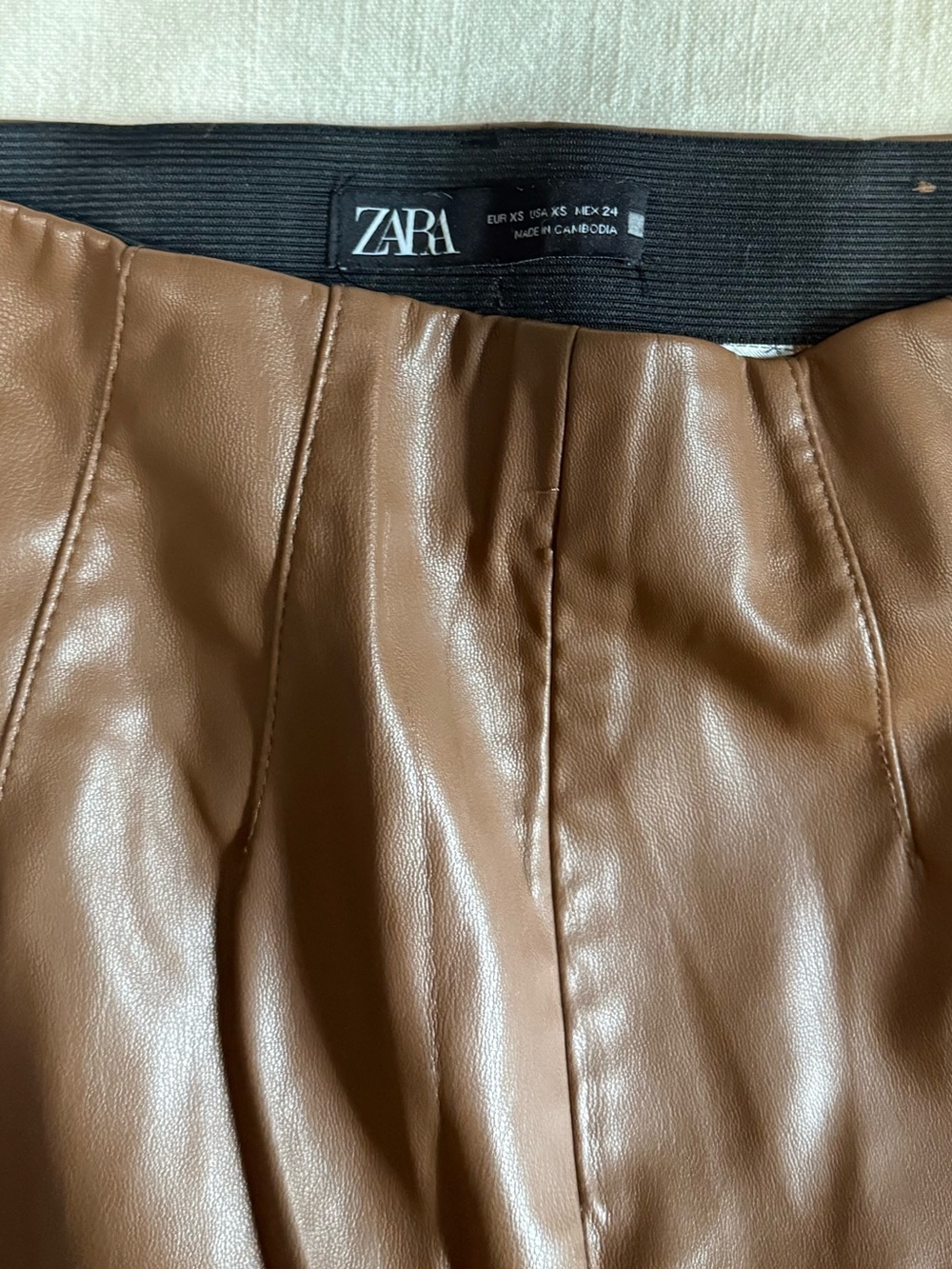 Zara Faux Leather Ankle Pants in Brown - Picture 3 of 6